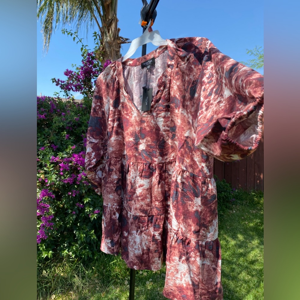 Arna York Collection PLUS Sz 18 Women’s 3/4 Sleeve Blouse Top Lucia Tiered NWT